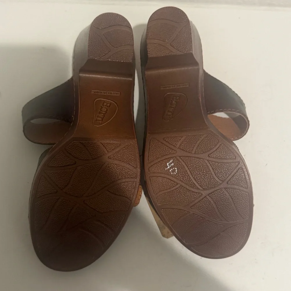 BORN Wallowa Brown Leather Platform Mule Sandal Size 9 F64503 NEW